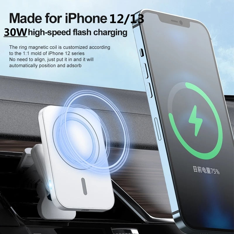 30W Magnetic Wireless Chargers Car Air Vent